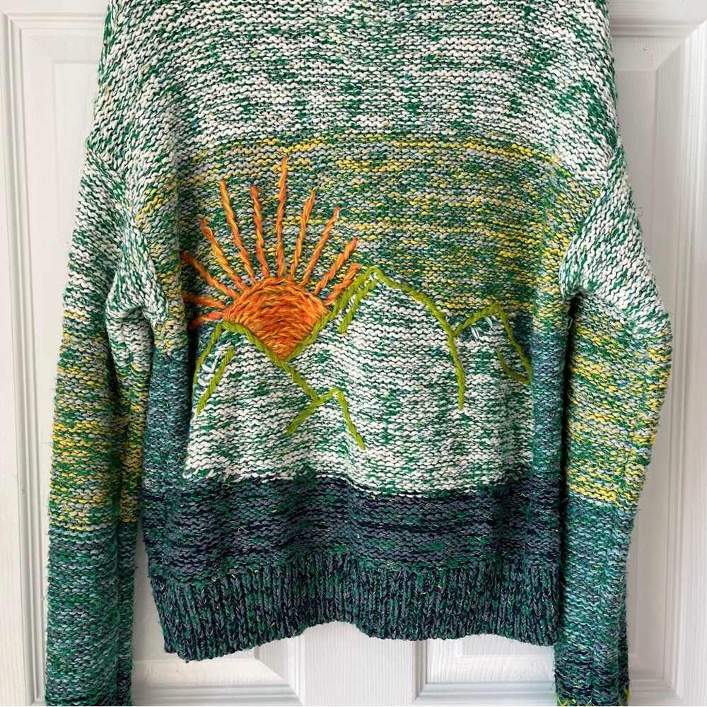 EUC Pilcro Anthropologie Sunset Embroidered Cardigan size Small - Picture 12 of 13